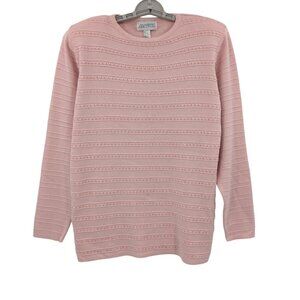 Vintage 90s Beaded Knit Sweater Women Size M Cottagecore Cozy Retro Pastel Soft